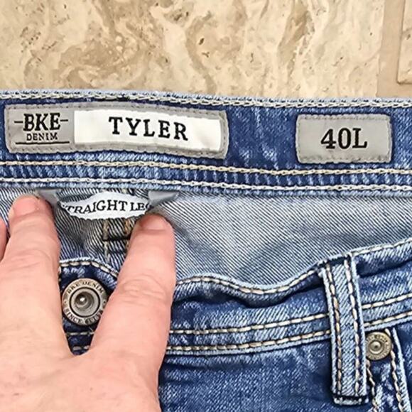 BKE Men's Tyler Straight Leg Blue Jeans Size 40L ABC23025 Stretchy - Picture 3 of 6